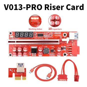 1/6/8/12 Шт V013 PCIE Riser Для видеокарты Riser PCI Express X16 Удлинитель SATA к 6Pin Power USB3.0 Кабель для майнинга BTC ETH
