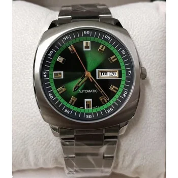 1 Мужские часы Seiko SNKM97 с аналоговым зеленым Циферблатом, автоматические Серебряные часы из нержавеющей Стали