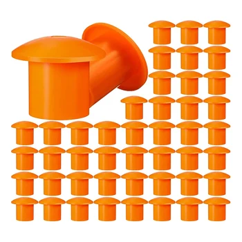 100 Шт Грибовидный Колпачок для Арматуры Пластиковые Грибовидные Защитные Колпачки для арматуры от 3 до 7, Оранжевый цвет, 2,36 х 2,17 х 1,5 дюйма
