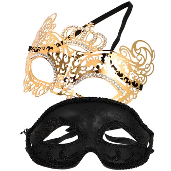 2 шт. металлические маски на половину лица, Хэллоуин, карнавальная вечеринка, косплей, полые маски