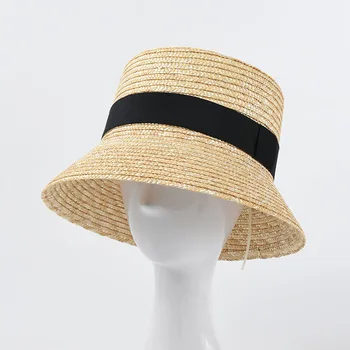 2022 Новая Модная Соломенная Шляпа-ведро, Женские Солнцезащитные Шляпы, Пляжная Шляпа для Отдыха, плоская летняя солнцезащитная шляпа оптом