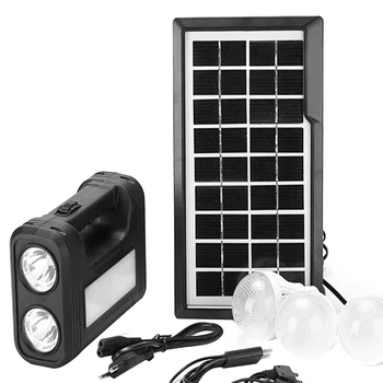 3,5 Вт Солнечная панель, комплект из 3 ламп, фонарик, Энергосберегающий солнечный свет, Наружная, Внутренняя, перезаряжаемая светодиодная лампа