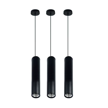 3X Черные Высококачественные современные минималистичные люстры для кафе Теплый белый светодиодный COB Прожекторы Лампа с длинной трубкой Цилиндрическая