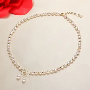 5-6 мм Ожерелье из натурального пресноводного жемчуга в стиле барокко для женщин Длиной 38-42 см, Модные Романтические Колье-чокеры, подарок для девочек