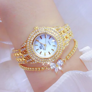 BS Элегантные Часы-браслет с Бриллиантами для Женщин, Роскошные Брендовые Водонепроницаемые Наручные часы из Нержавеющей Стали для Дам Montre Femme 2022