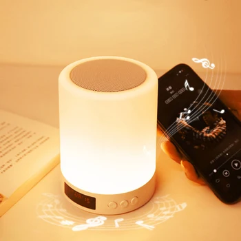 Bluetooth Динамик светодиодный ночник настольная лампа настольные лампы Будильник Зарядка внутреннее освещение прикроватная тумбочка для спальни гостиная главная