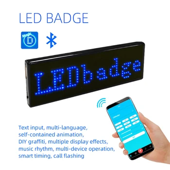Bluetooth Светодиодный Именной Значок DIY Программируемая Прокручивающаяся Доска Объявлений Многоязычный Мини Светодиодный Дисплей с Рисунком Бирки для Вечерней Встречи