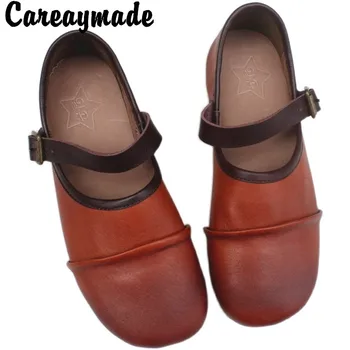 Careaymade-женская обувь в стиле ретро из 100% натуральной кожи на плоской подошве с мягкой дышащей подошвой из натуральной кожи, оригинальная удобная обувь на мелкой подошве