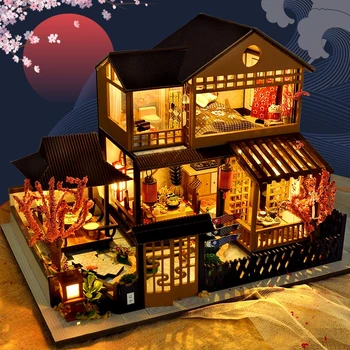 Cutebee DIY Кукольный Домик В Японском Стиле Вилла Комплект Деревянных Миниатюрных Кукольных Домиков для Детей Подарок на День Рождения
