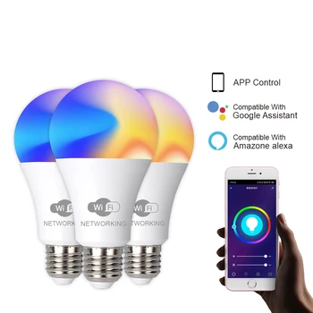 E27 Светодиодная умная лампа Wifi Alexa Smart Bulbs Приложение Google Assistant Умный дом Лампа Yeelight Alexa Rgb Smart WiFi Лампа 15 Вт