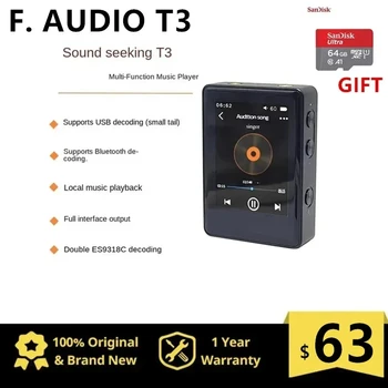 F.AUDIO T3 High Fidelity HIFI PCM 32Bit 768 кГц DSD256 Баланс Выходного Плеера MP3 USB Декодер Bluetooth Двойной сенсорный экран ES9318C