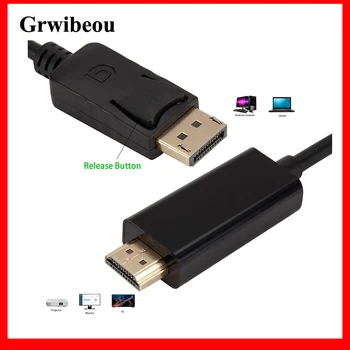 GRWIBEOU Адаптер Displayport DP-HDMI Кабель-конвертер 1,8 М 6 ФУТОВ DisplayPort-HDMI для Ноутбука, Проектора, телевизора, Адаптера DP-HDMI