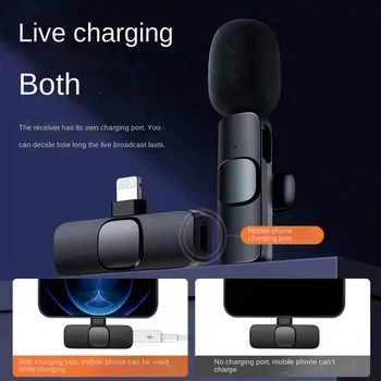 K9 1 в 2 2.4G Беспроводной Петличный Микрофон С Шумоподавлением Запись звука Для Прямой трансляции на открытом воздухе Зарядка На iPhone Android