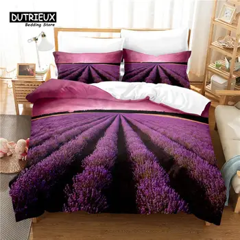 Lavender-Комплект постельного белья с цифровой печатью, комплект пододеяльников, 3D постельное белье, Размер Queen Size, Модный дизайн