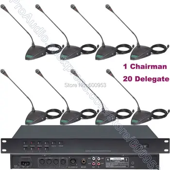 MICWL-D20 Pro Проводная Микрофонная система для совещаний 21 Настольный микрофон Gooseneck 1 Председатель 20 Делегатов