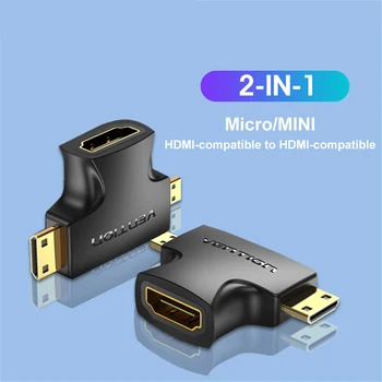 Micro HDMI-совместимый Адаптер Mini 2 В 1 С Разъемом для Подключения кабеля От Мужчины К Женщине Конвертер Для Камеры, ТВ-Проектора, Мини-адаптера