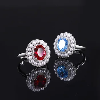 S925 Стерлингового серебра Морской синий Сапфир Жемчужные кольца 2022 Тренд для женщин Ювелирные пары, подходящие к Винтажному свадебному подарку