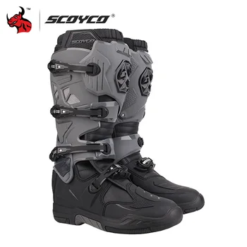 SCOYCO CE Сертификация, Защитные ботинки для мотокросса, Уличные Гоночные ботинки с защитой от падения, Мотоциклетные Ботинки из ТПУ, Защита EU 39-46