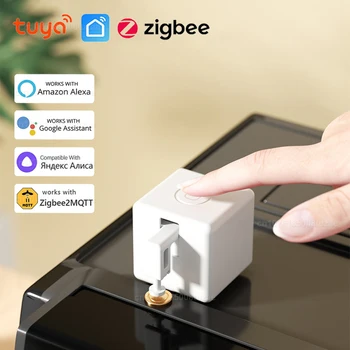 Tuya Zigbee Smart Fingerbot Plus Кнопка переключения, толкатель, сенсорные рычаги, Fingerbot Smart Life Control Работает с Alexa Google Home Alice