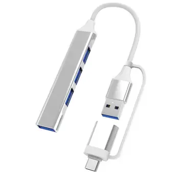 Type C + USB-концентратор Dock 3.0, USB 3.0 2.0, 4 порта, Мультиразветвитель, адаптер OTG Для HUAWEI Macbook Из алюминиевого сплава