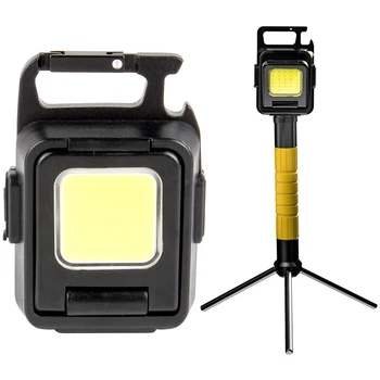 Type C Зарядный фонарь для кемпинга 800 мАч COB Брелок для ключей, Уличная рабочая лампа, Портативный карманный фонарик для кемпинга на открытом воздухе, рыбалки