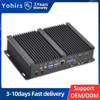 Yohirs Встроенный Безвентиляторный Промышленный Мини-ПК I5 8250U I7 8550U 2 * DDR4 RAM 2 * RS232 COM HDMI VGA 7 * USB WiFi Компьютер Barebone