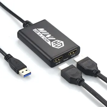 Адаптер USB-DUAL HDMI Совместим с Windows7/8/8.1/10 Поддержка разъема 3,5 мм, расширение на 2 различных изображения для проекторов портативных ПК
