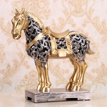 Антикварная скульптура лошади Из смолы Абстрактная статуя Лошади Животное Украшение дома Настоящее Искусство и ремесло Орнамент Аксессуары Мебель