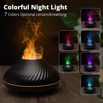 Ароматический диффузор Вулканического пламени, лампа для эфирного масла, 130 мл, USB Портативный Увлажнитель воздуха с цветным ночником, Аромат для Дома