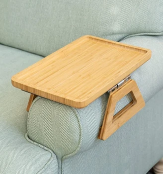 Бамбуковый деревянный зажим на подносе, диванный столик для широких диванов, Переносной диванный столик