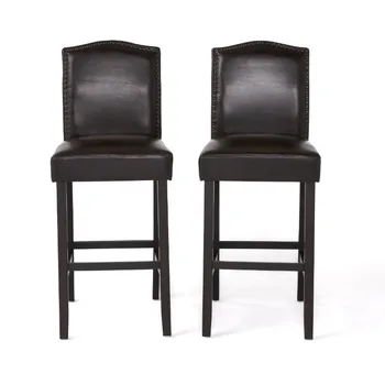 Барный стул из натуральной кожи Noble House Branson 30 дюймов, комплект из 2 предметов, коричневый