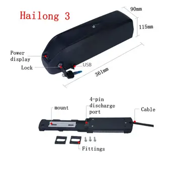 Быстрая доставка 36V 48V 18ah Hailong1 Hailong 3 24.5ah Polly Max Batteria Встроенный Samsung Cell 500W 750W 1000W 1500W Аккумулятор для велосипеда