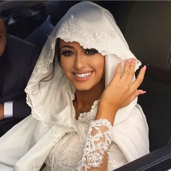 Винтажный арабский халат, свадебный плащ со шляпой, кружевные аппликации, длина до пола, Дубайский исламский кафтан, Саудовская свадебная куртка для новобрачных, накидка