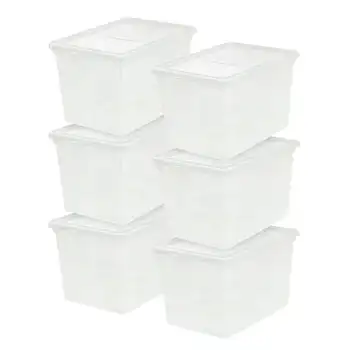Вместительная Пластиковая Коробка-Органайзер для хранения в шкафу, Прозрачная, Набор из 6 штук