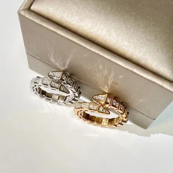 Высококачественное кольцо со змеиной костью с бриллиантом, модное женское кольцо для пары. Роскошные брендовые ювелирные изделия для вечеринки, подарок к празднику