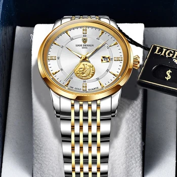 Деловые мужские часы LIGE Календарь Лучший бренд Класса Люкс из нержавеющей стали 30 м Водонепроницаемые кварцевые наручные часы для мужчин Relogios Masculinos