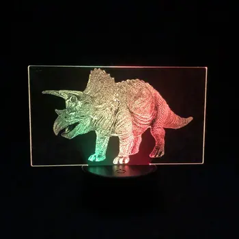 Дистанционное Управление Двухцветная Лампа Динозавр Трицератопс Красочный Двухцветный Светодиодный Светильник Двухцветная 3D Лампа Подарок На День Рождения Манга Подарок Для Детей