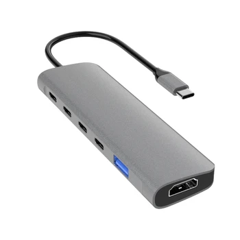 Док-станция из алюминиевого сплава Type C 6 в 1 USB C-концентратор с Высокой Скоростью 10 Гбит/с USB 3.1 PD100W Для зарядки с выходом 4 KHDMI