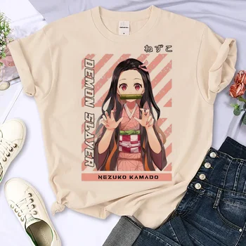 Женская футболка Demon Slayer Kimetsu No Yaiba, забавный топ, женская уличная одежда по манге, одежда из аниме
