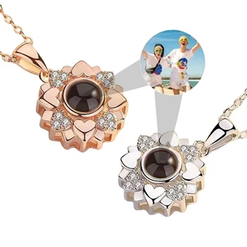 Индивидуальное ожерелье с цветочной проекцией, персонализированная семейная фотография любимого питомца, ювелирные изделия на память о любителе, подарки на День матери