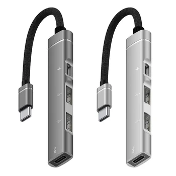 Конвертер USB-концентратора из алюминиевого сплава для устройств Type C Расширьте возможности подключения с помощью портов 2xUSB2.0 и порта 1xType C Прямая поставка