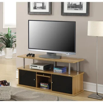 Концепция удобства Designs2Go Подставка для телевизора с 3 шкафчиками для хранения и полкой для телевизоров до 50 дюймов, Светлый дуб