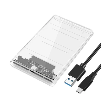 Корпус жесткого диска USB3.0/Type-C с 2,5-дюймовым корпусом для жесткого диска SSD SATA3-USB 3.0 Прозрачный Корпус жесткого диска USB C с корпусом жесткого диска 5 Гбит/с