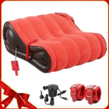 Красный Надувной Диван Мебель Кровать Полезный Диванный коврик Рампа ПВХ Подушка Воздушная подушка Кровать Стул Для пар Мужчины Женщины Экзотическая Ночь