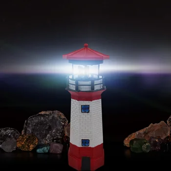 Креативный маяк, солнечный светодиодный светильник, Практичный прочный Многофункциональный Классический Наружный умный датчик, маяк, вращающаяся лампа