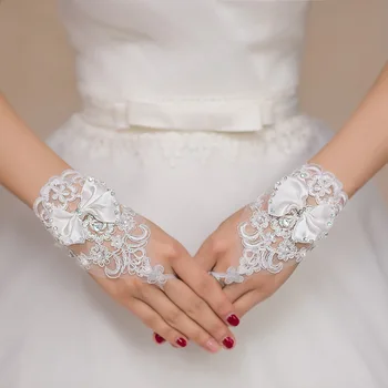 Кружевная фата с коротким бантом, Свадебное платье, кружевные перчатки Оптом и в розницу