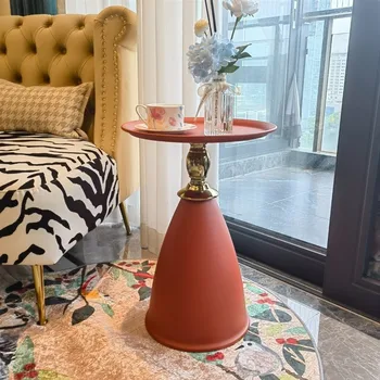 Металлический круглый журнальный столик Маленький для углового дивана, журнальный столик в скандинавском стиле, Теплоизоляционный боковой столик для спальни в отеле, мебель для дома