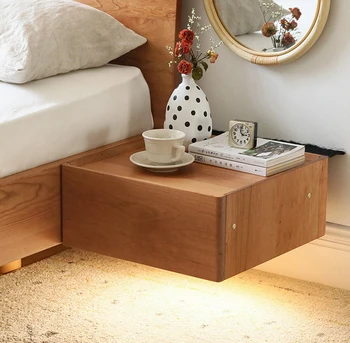 Многофункциональное бревно из массива дерева в скандинавском стиле с лампой, бытовой японский простой подвесной шкаф для спальни