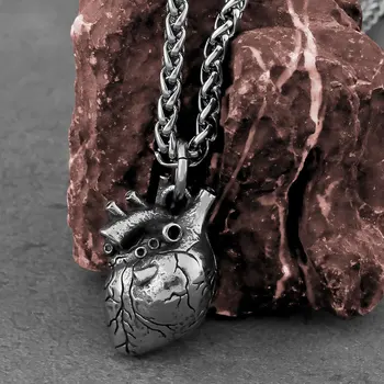 Модное минималистичное ожерелье с сердцем Для мужчин и женщин, анатомическое сердце, хип-хоп кулон, ожерелье, Винтажные ювелирные изделия из нержавеющей стали
