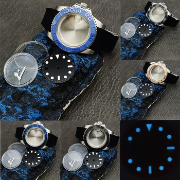 Модные мужские часы из нержавеющей стали Диаметром 40 мм, модификация аксессуаров, подходящих для механизма 8215, Светящийся указатель Буквенный